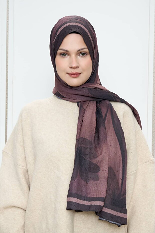 Flower Desen Bambu Şal - 1