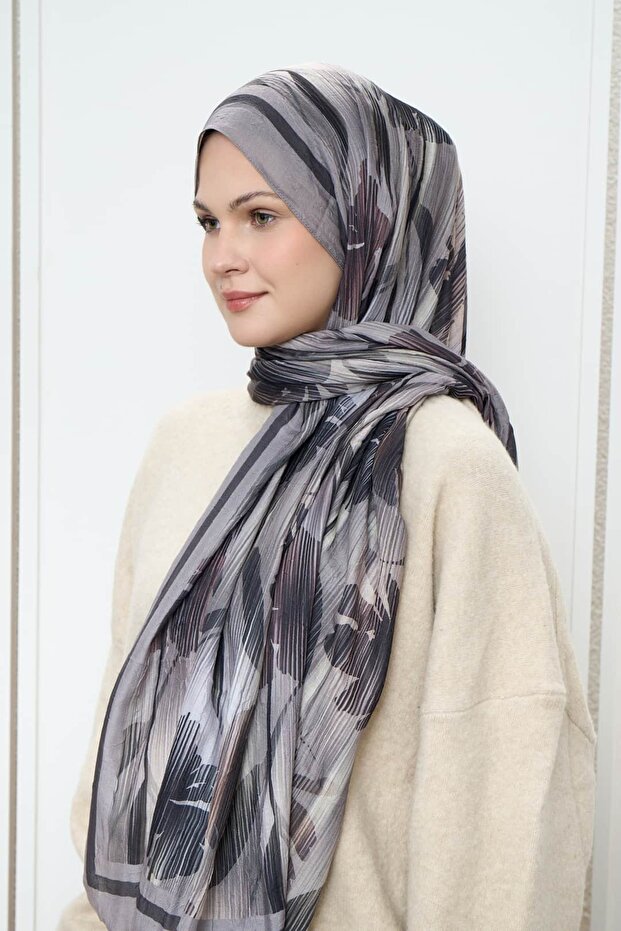 شال من الخيزران بنمط زهور خطية - 2