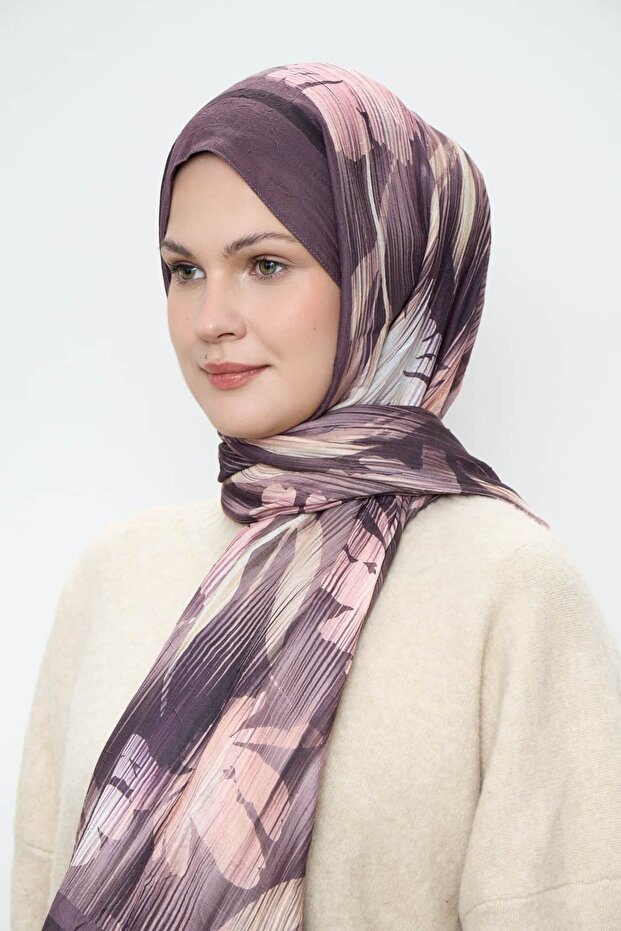 Line Flower Pattern Bamboo Shawl - 3