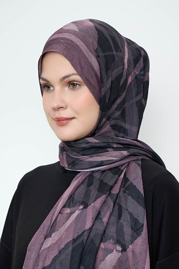 Çizgi Desen Bambu Şal - 3