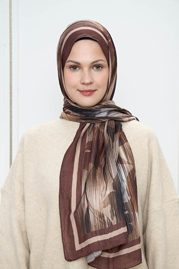 Line Flower Pattern Bamboo Shawl - 1