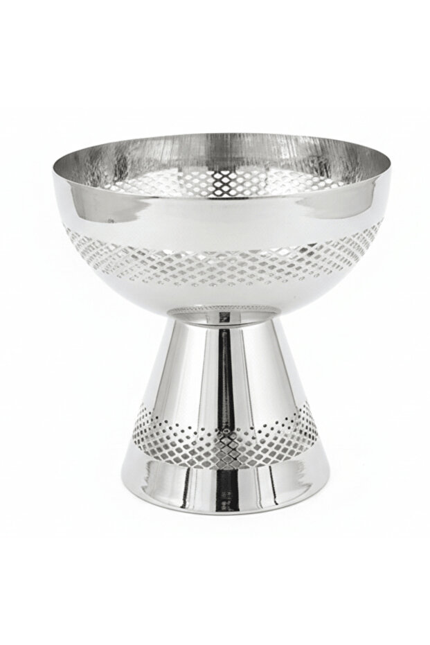 Metal Fruit & Candy Bowl – Compact Silver Finish, Decorative Serving Bowl, 16 × 15 cm