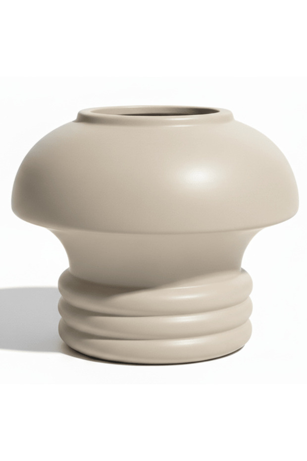 Mushroom-Inspired Ceramic Decorative Flower Vase – Beige