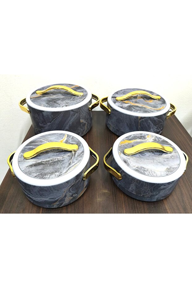 Hot pot 4pcs set inside Stainless steel food warmer box 1L/2L/3L/4L Marble design color light green