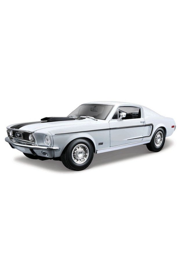1968 Model Ford Mustang Gt Cobra Jet 1:18 Scale White Color 30 cm