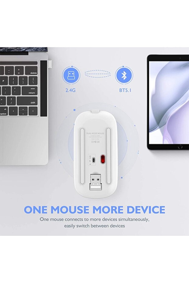 Mouse, Bluetooth, Wireless, White - 2