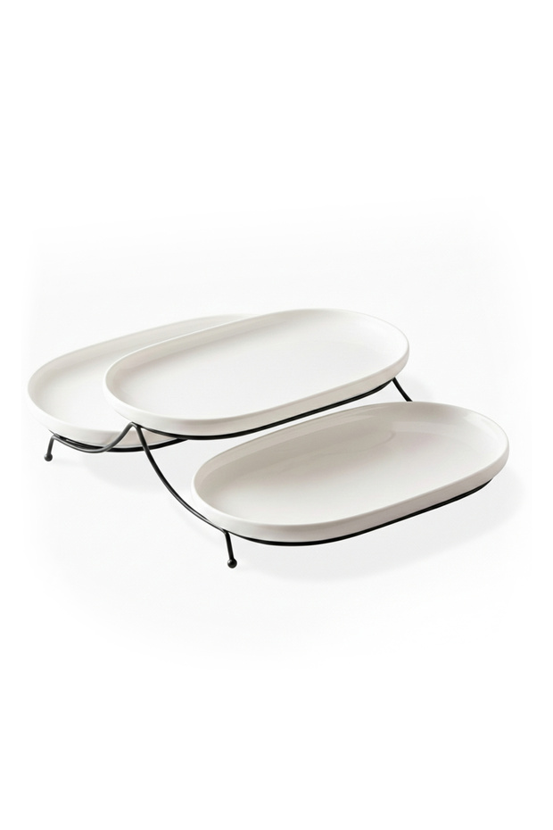 3PCS Porcelain Serving Set – 31cm White New Bone China Large Platters for Elegant Hosting