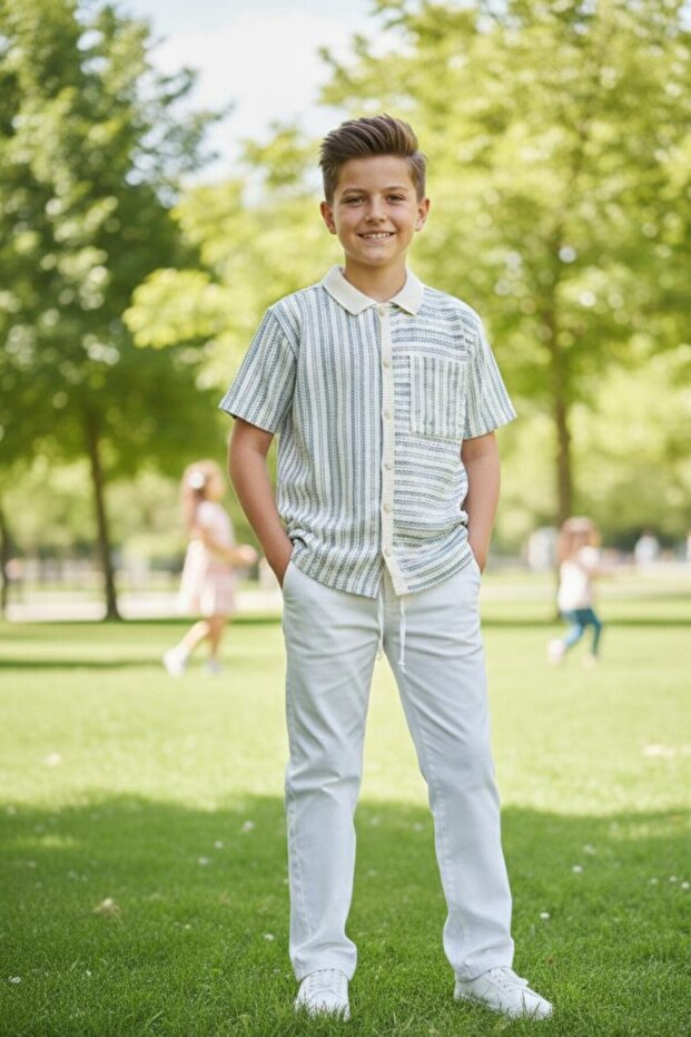 Two-Piece Set of Shirt and Pants for Ages 9-14
