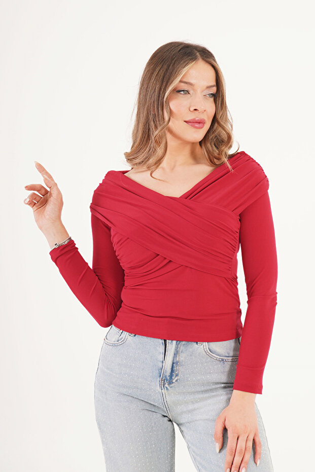 Μπλούζα Drapeli Cross Model Sandy Red - 3