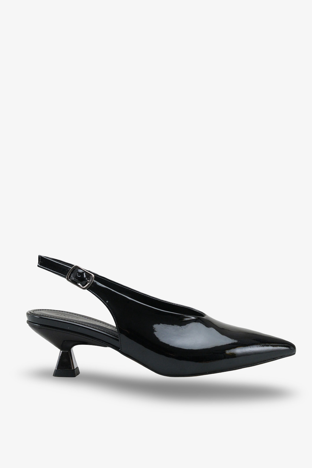 Taolas Women's Heeled Pointed Toe Shoes - Black Patent Leather