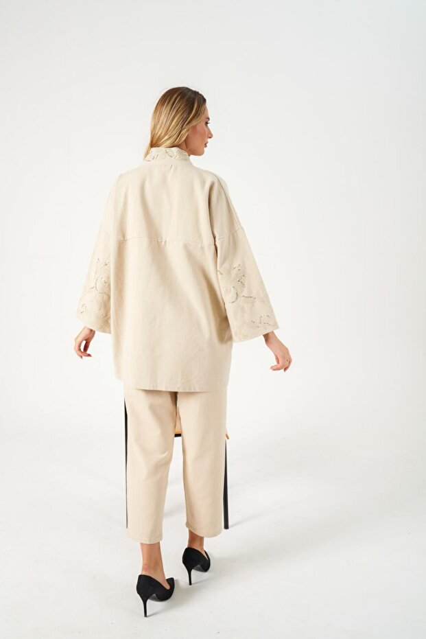 Taş İşlemeli Kimono Ceket - 4