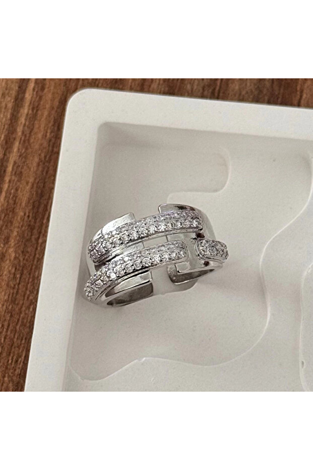 Double Row Stone Ring - Adjustable - 1