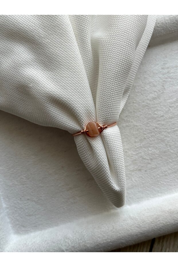 Broken Sunstone Adjustable Wire Ring Handmade - 1