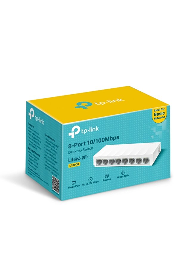 محول شبكة مكتبي LS1008 LiteWave بـ 8 منافذ بسرعة 10/100 ميجابت في الثانية (علبة بلاستيكية)