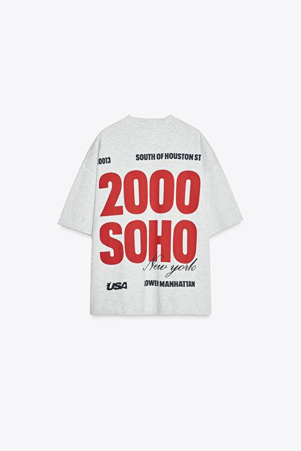 Printed Oversize Basic T-Shirt - 4