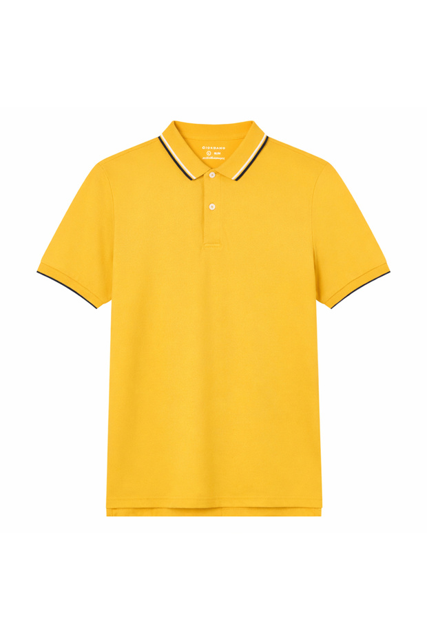 Men’s Slim Pique Solid Polo with Flat Knit Collar