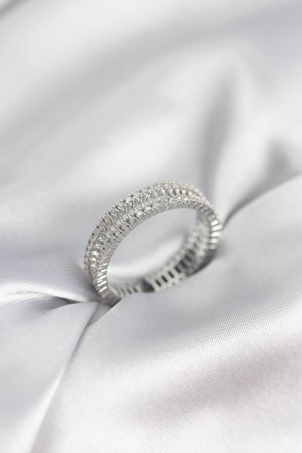 Silver Color Minimal Zircon Stone Women's Ring