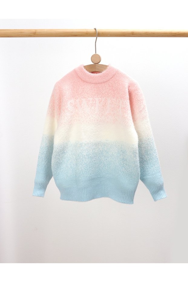 Pulover Mohair Sweet You, corai-alb-bleu