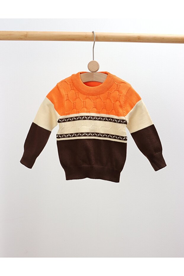 Pulover baietei Miguelle portocaliu-maro - 1