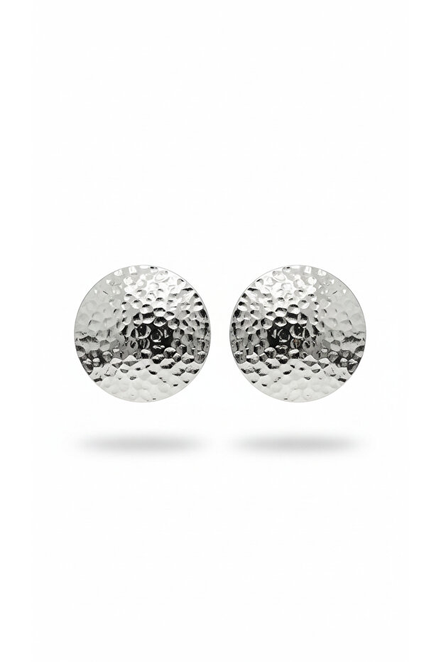 Steel Forged Patterned Silver Plate Earrings - 1
