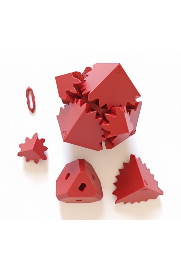 مكعب الذكاء الميكانيكي - مكعب ألعاب العقل مع عجلة ميكانيكية - لعبة تعليمية لتطوير الذكاء - أحمر - 2