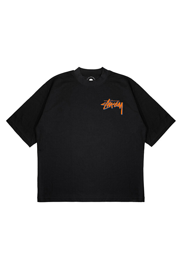 Unisex Oversize Stussy Shoes Printed Boxy Fit Thick Fabric (240Gsm) T-Shirt