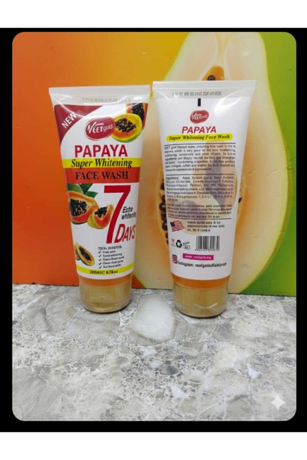 Veeta Gold Papaya Face Wash – Brightening, Deep-Cleansing & Whitening Daily Cleanser, 200 ml