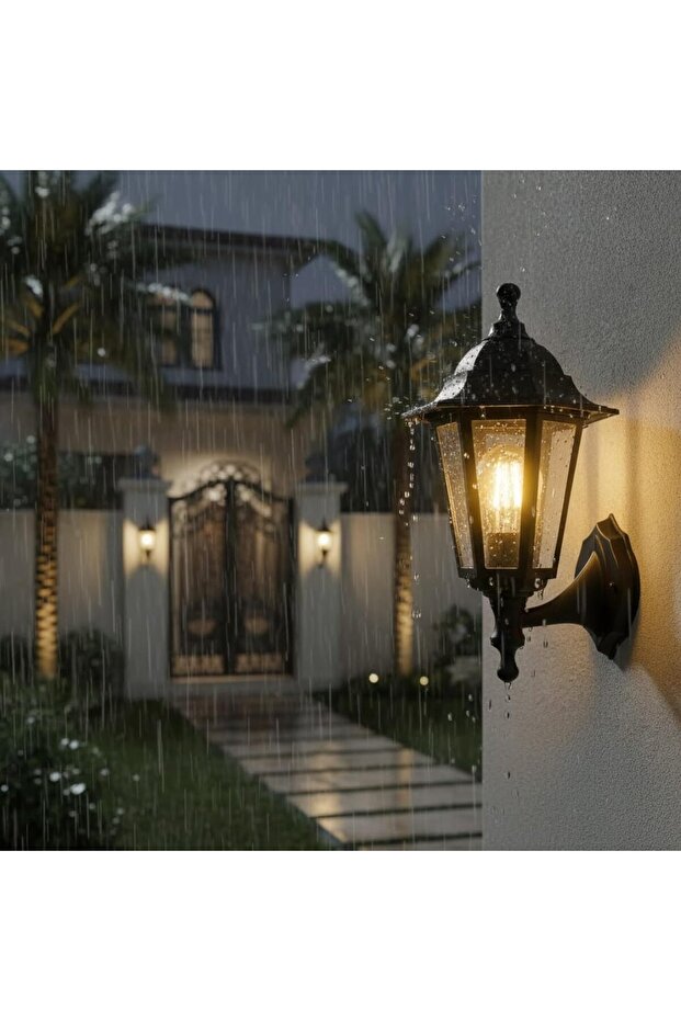 Outdoor Wall Lantern Light, Black Waterproof Vintage Wall Light, E27 Holder, IP65 Rust-Proof Aluminu