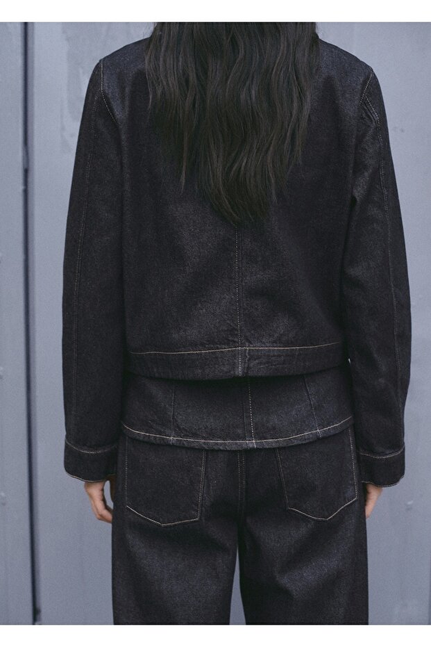 Cepli denim ceket - 4