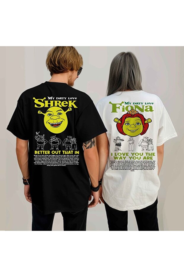 Shrek and Fiona Printed 2-Piece Oversize T-Shirt Couple Combination