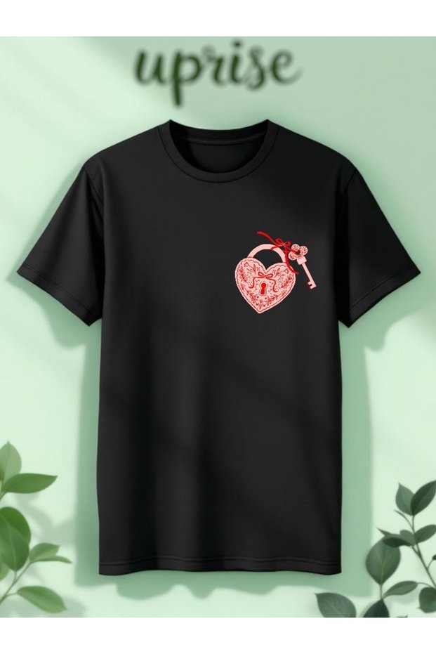 Heart Key Printed Cotton Oversize T-Shirt