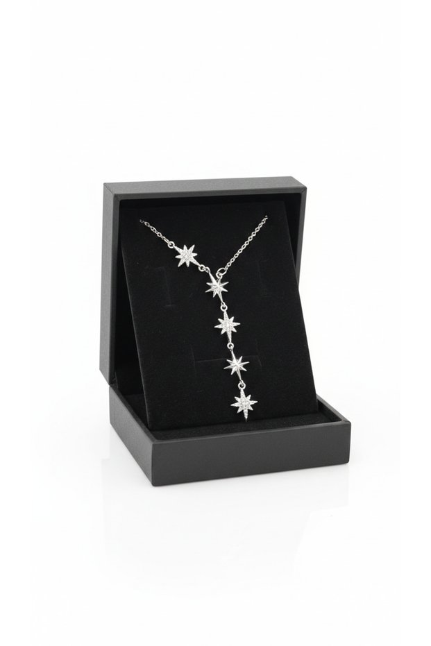 Zircon Stone Silver Color Stainless Steel Women's Y Necklace