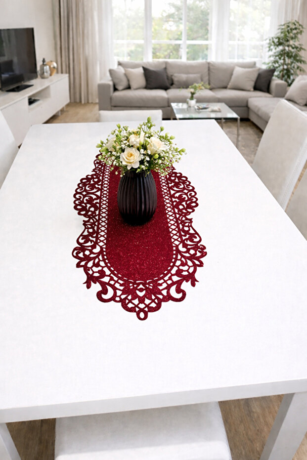 Silvery Leather Look 100X33 Luxury Decorative Runner