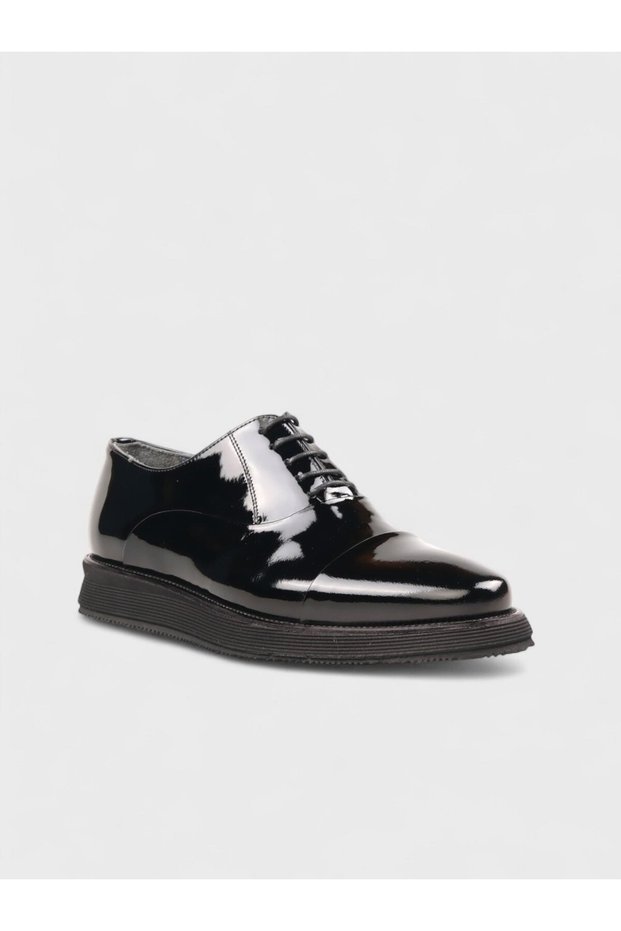 Men's summer casual shoes - 146 4201-y - black patent leather