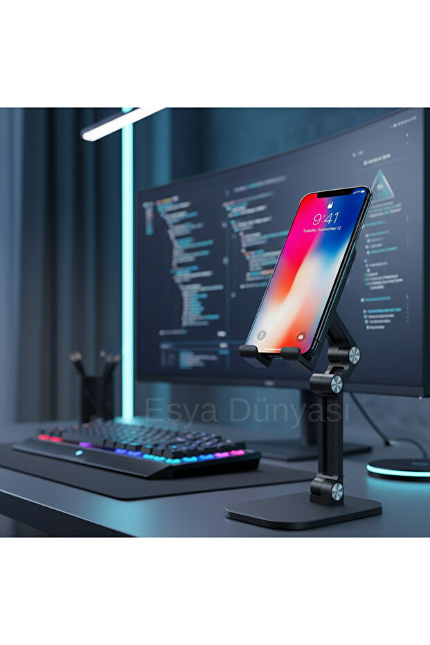 Tablet and Phone Stand - High-Quality Hard Plastic, Adjustable Foldable Mechanical Holder