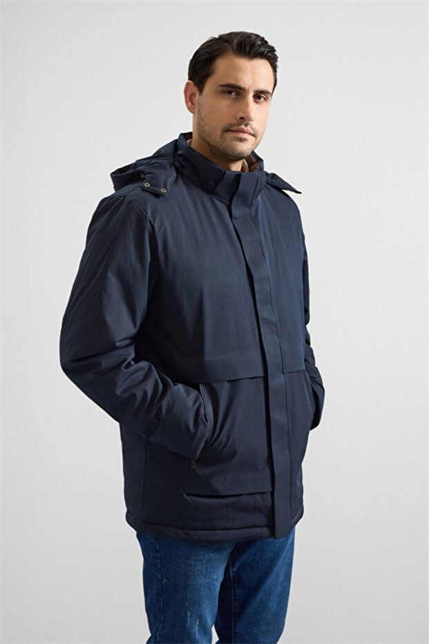 Lacivert Slim Cepsiz Mont - 5