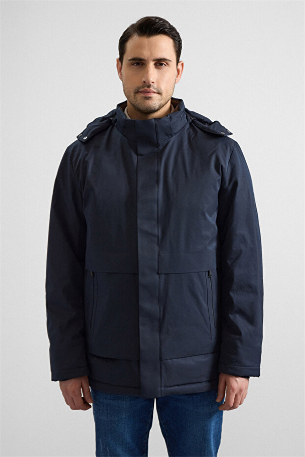 Lacivert Slim Cepsiz Mont - 1