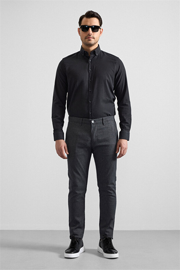 Siyah Slim Casual Pantolon - 2