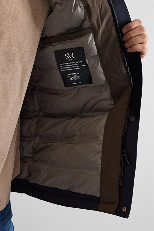 Lacivert Slim Cepsiz Mont - 4