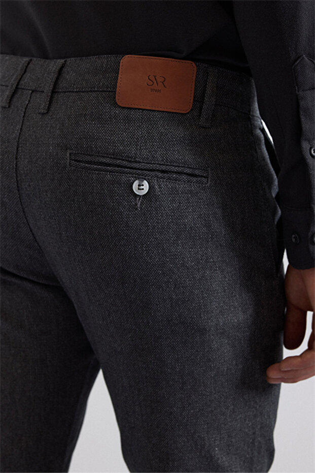 Siyah Slim Casual Pantolon - 5
