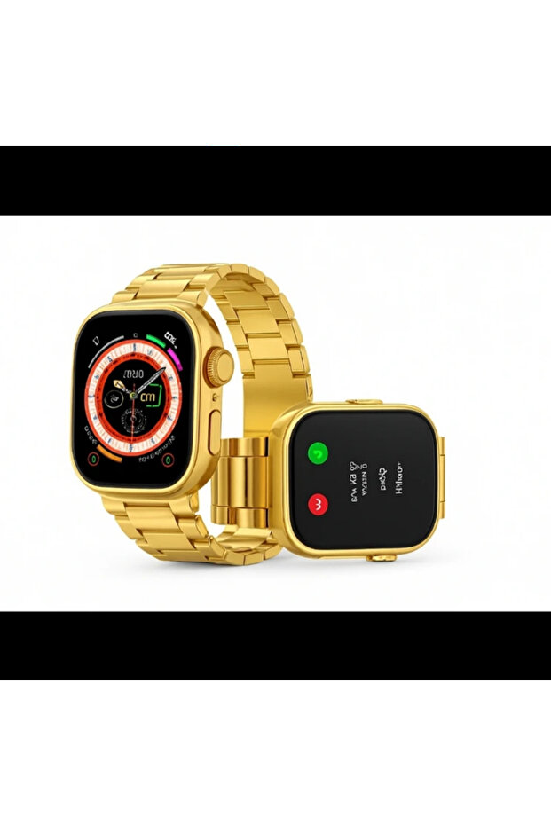 Smartwatch Metal Band, Gold, Stainless Steel Strap with 7+1 Straps Full Touch, Flare Gadgets