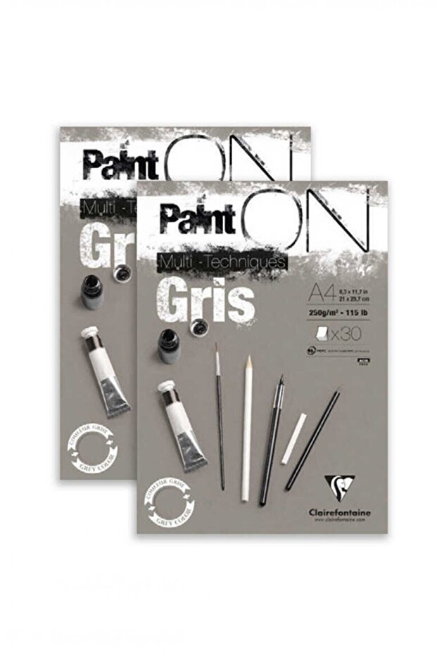 Paint On Stitched 250gr 30yp A4 Multi-Purpose Drawing Block - Gray Paper