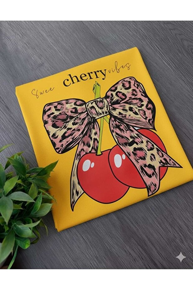 Cherry Cherry Printed Yellow Unisex T-Shirt