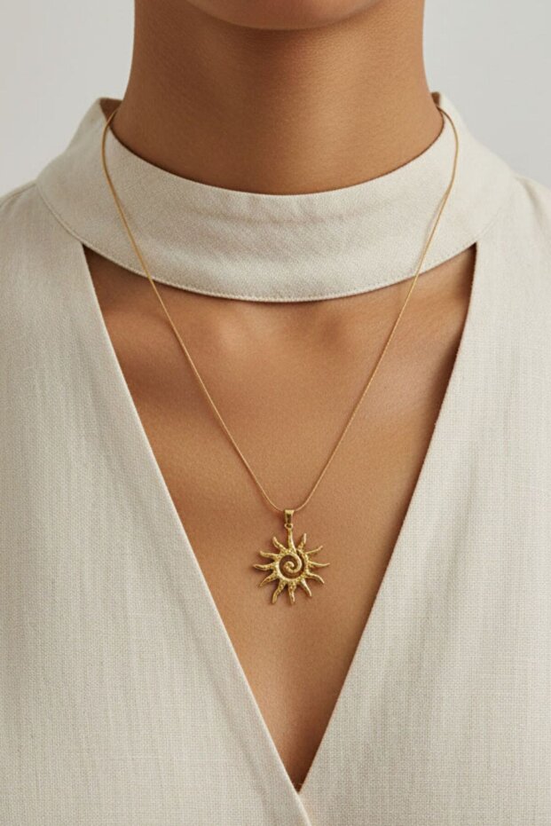 Gold Color Sun Pendant (45 cm)