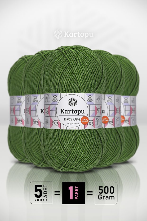 Baby One - Pine Green (K1391) - 5-Pack X 100Gr/250M - Baby Yarn - Anti-Pilling Non-Pilling Yarn