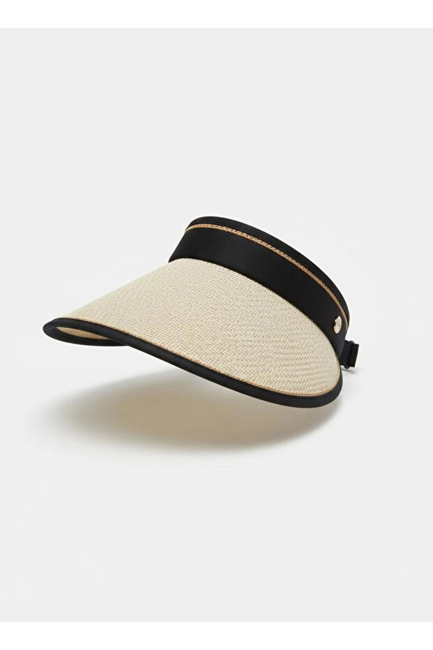 قبعة واقية من الشمس قابلة للتعديل بنمط القش الكريمي - 6
