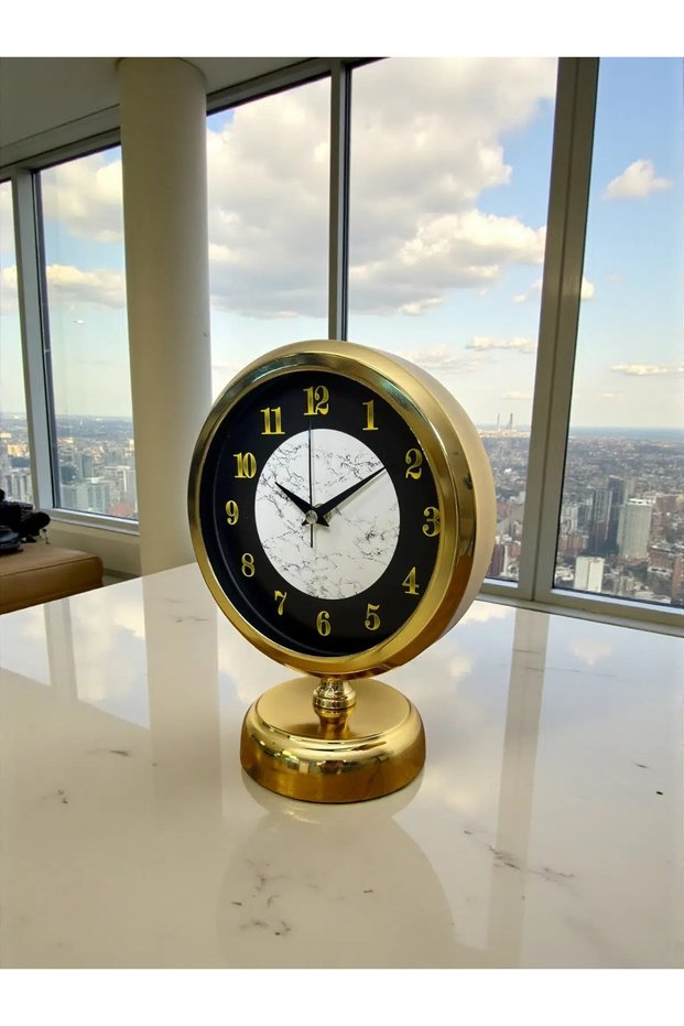 Marble Shine Gold 25 X 20 cm Metal Table Clock