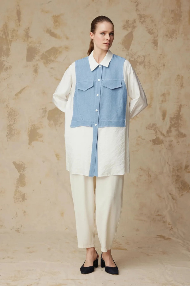 Pocket Detailed Ecru Tunic 1644