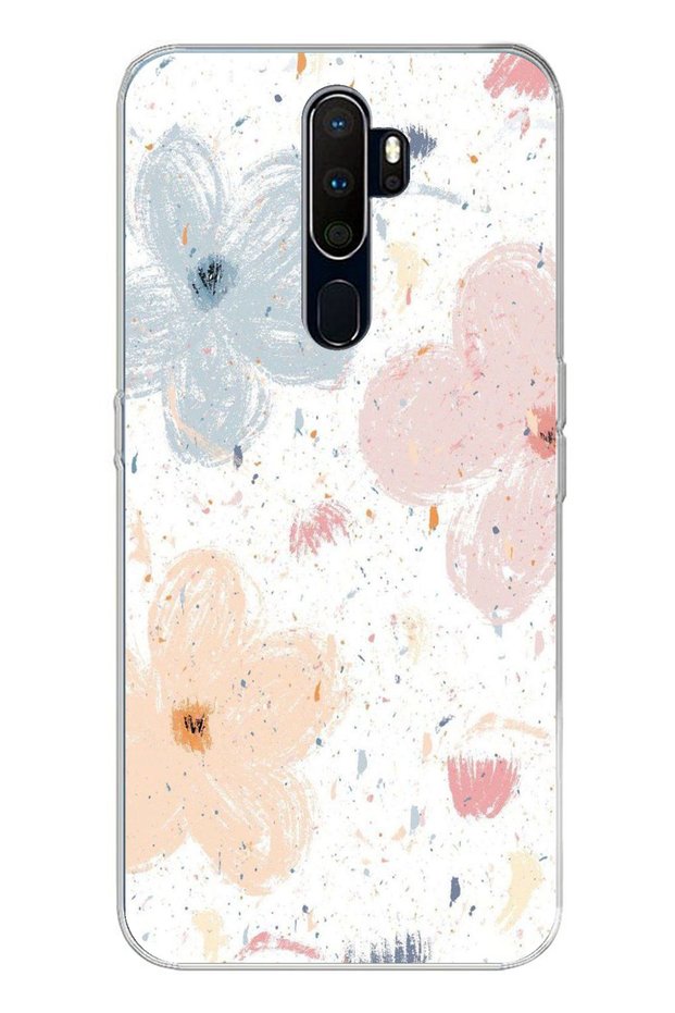 Oppo A5/A9 2020 Compatible Pastel Abstract Flower and Stain Pattern Printed Silicone Case
