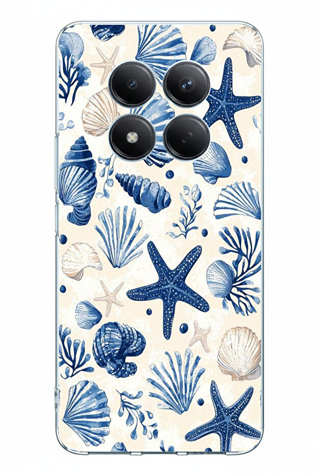 حافظة سيليكون مطبوعة بنمط صدفة البحر الزرقاء ونجمة مطبوعة متوافقة مع Redmi Note 15 PRO PLUS - 1